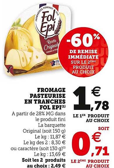 fromage pasteurisé en tranches fol epi