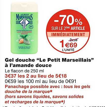 gel douche "le petit marseillais" à l'amande douce