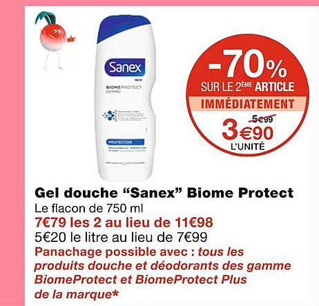 gel douche "sanex" biome protect