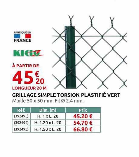 grillage simple torsion plastifié vert kidoz