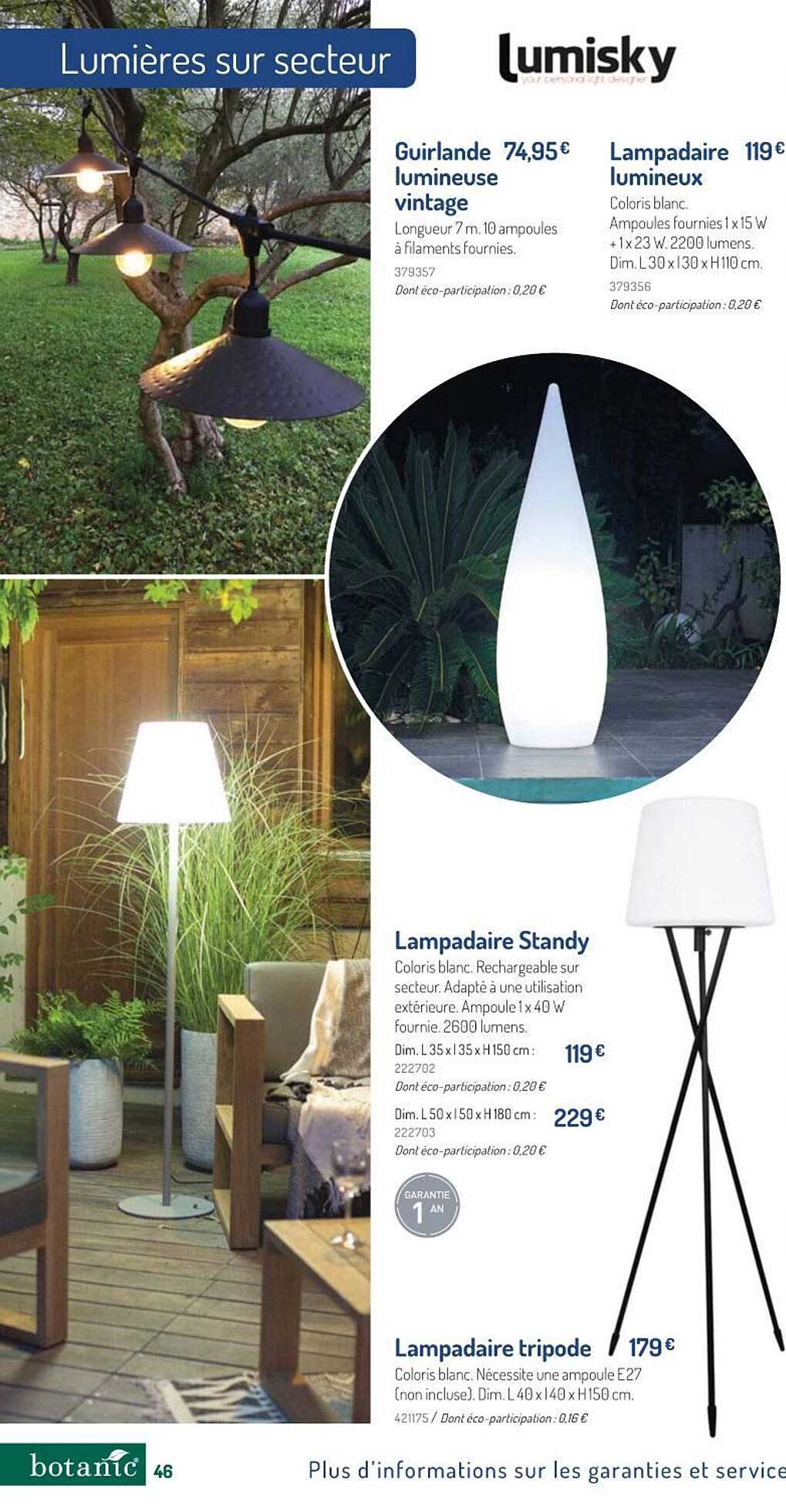 guirlande lumineuse vintage, lampadaire lumineux, lampadaire standy, lampadaire tripode lumisky