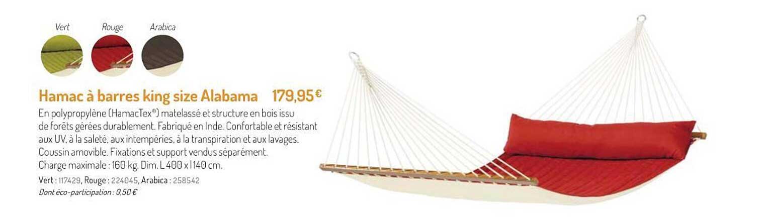 hamac à barres king size alabama
