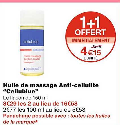 huile de massage anti-cellulite "cellublue"