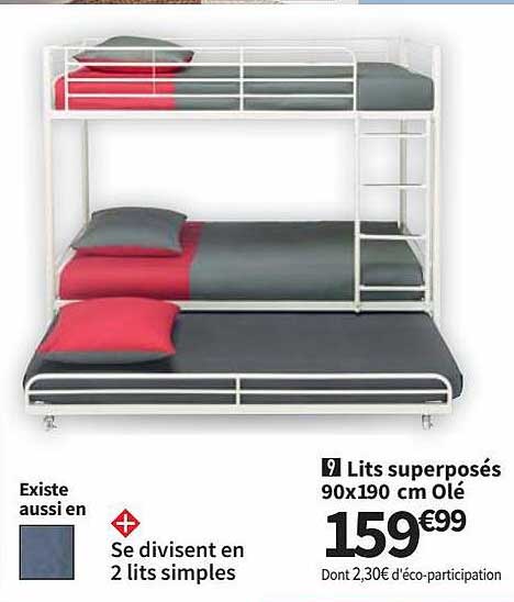 lits superposés 90 x 190 cm olé