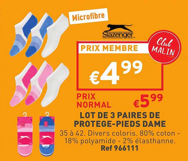 lot de 3 paires de protège-pieds dame slazenger