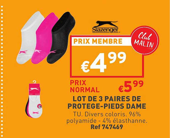 lot de 3 paires de protège-pieds dame slazenger