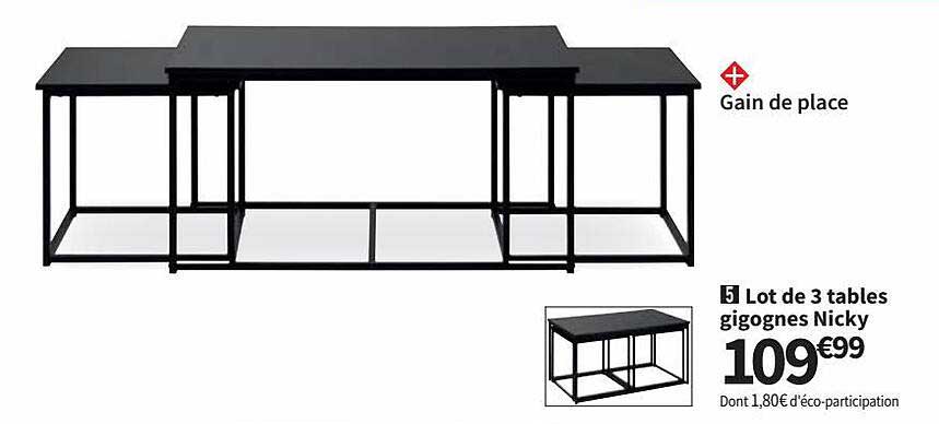 lot de 3. tables gigogne nicky
