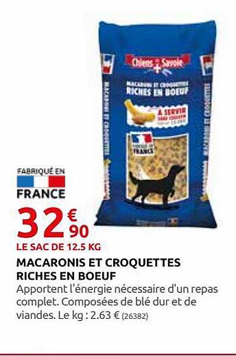 macaronis et croquettes riches en boeuf