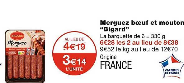 merguez boeuf et mouton "bigard"