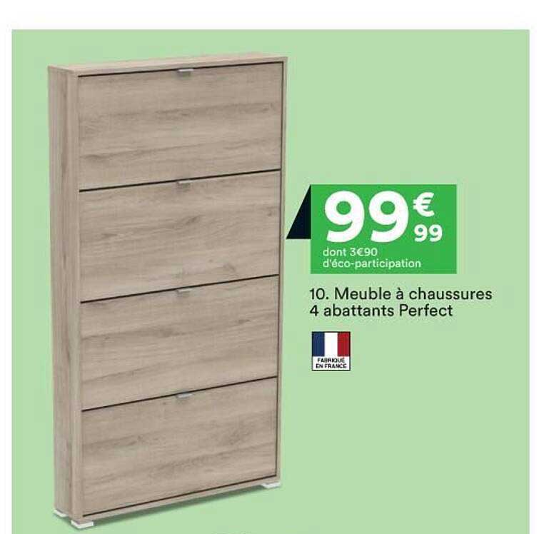 meuble à chaussures 4 abattants perfect