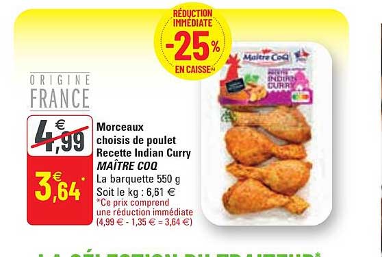 morceaux choisis de poulet recette indian curry maître coq