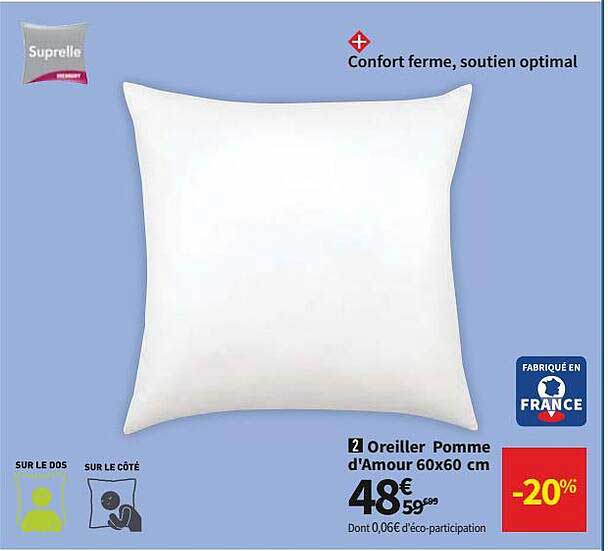 oreiller pomme d'amour 60 x 60 cm