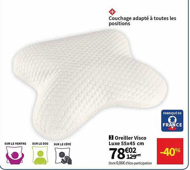 oreiller visco luxe 55 x 45 cm