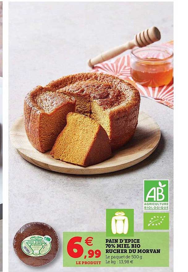 pain d'épice 70% miel bio rucher du morvan