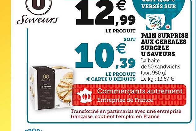 Pain Surprise Aux Céréales Surgelé U Saveurs