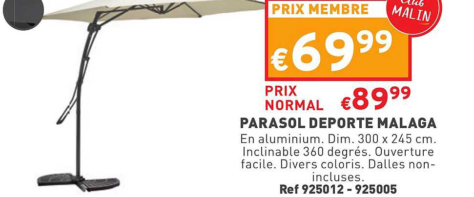 parasol déporté malaga