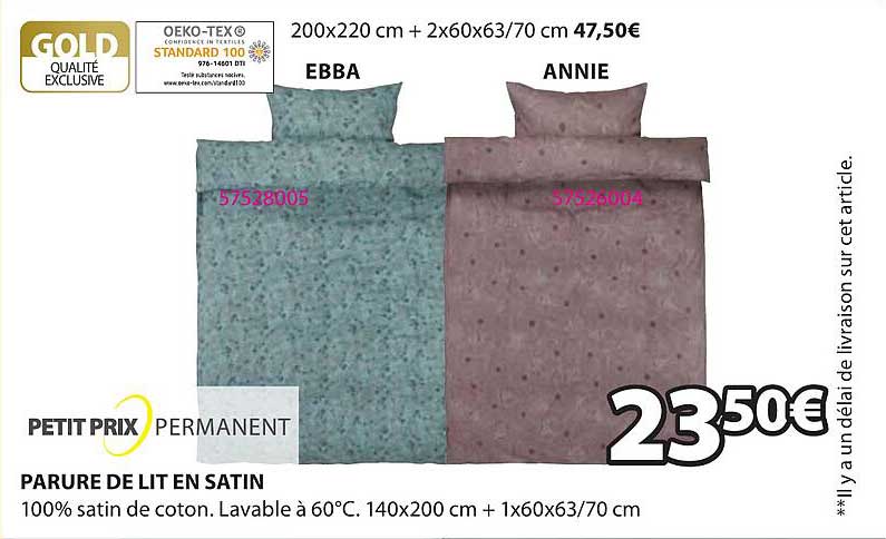 parure de lit en satin ebba, annie