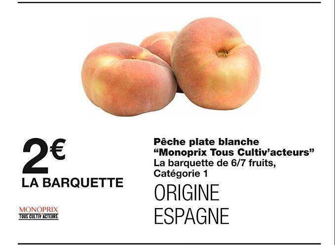 pêche plate blanche "monoprix tous cultiv'acteurs"