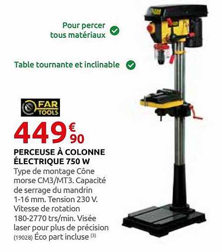 perceuse à colonne électrique 750 w far tools