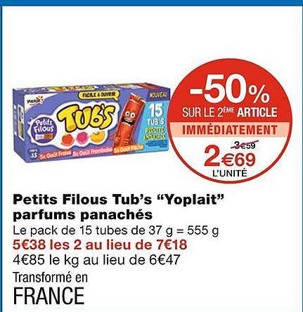Petits Filous Tub's "yoplait" Parfums Panachés
