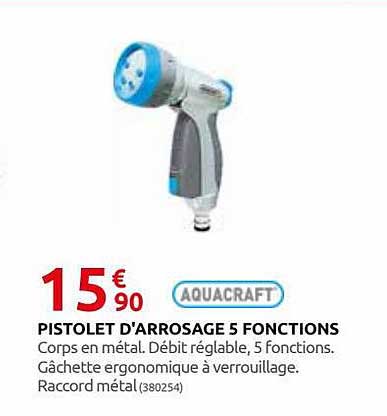 pistolet d'arrosage 5 fonctions aquacraft