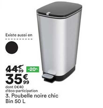 poubelle noire chic bin 50 l