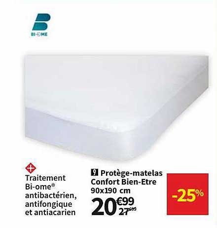 protège-matelas confort bien-être 90 x 190 cm