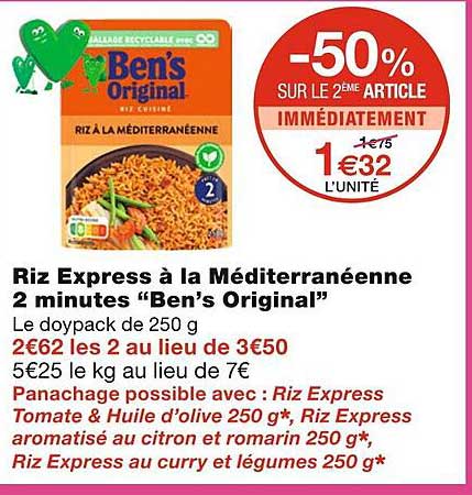 riz express à la méditerranéenne 2 minutes "ben's original"