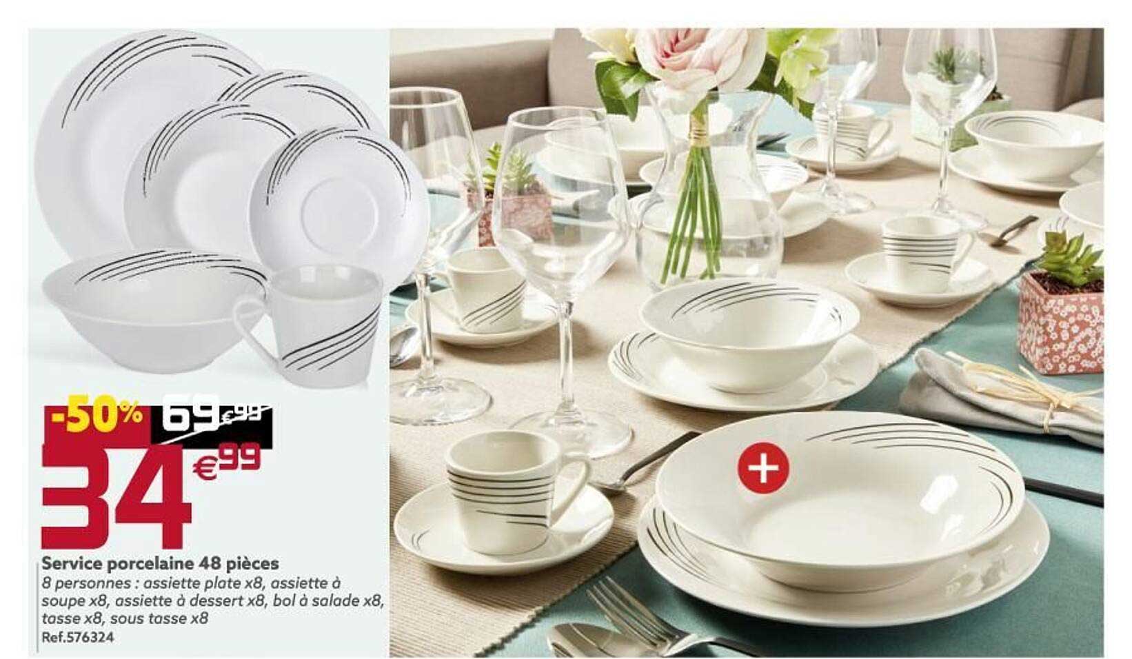 Service Porcelaine 48 Pièces