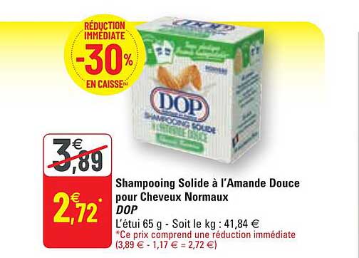 shampooing solide à l'amande douce pour cheveux normaux dop