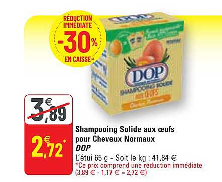 shampooing solide aux oeufs pour cheveux normaux dop