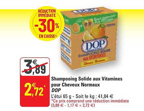 shampooing solide aux vitamines pour cheveux normaux dop