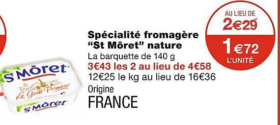 spécialité fromagère "st môret" nature