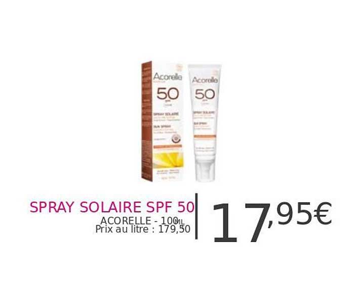 spray solaire spf 50 acorelle