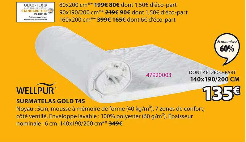 surmatelas gold t45 wellpur