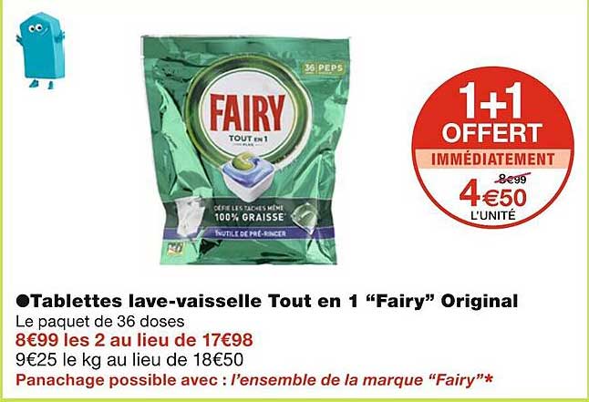 tablettes lave-vaisselle tout en 1 "fairy" original