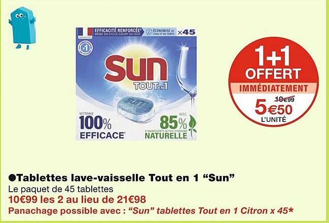 tablettes lave-vaisselle tout en 1 "sun"