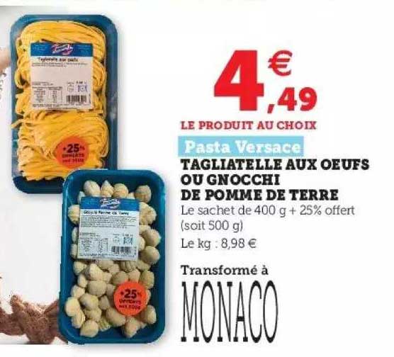 tagliatelle aux oeufs ou gnocchi de pomme de terre pasta versace