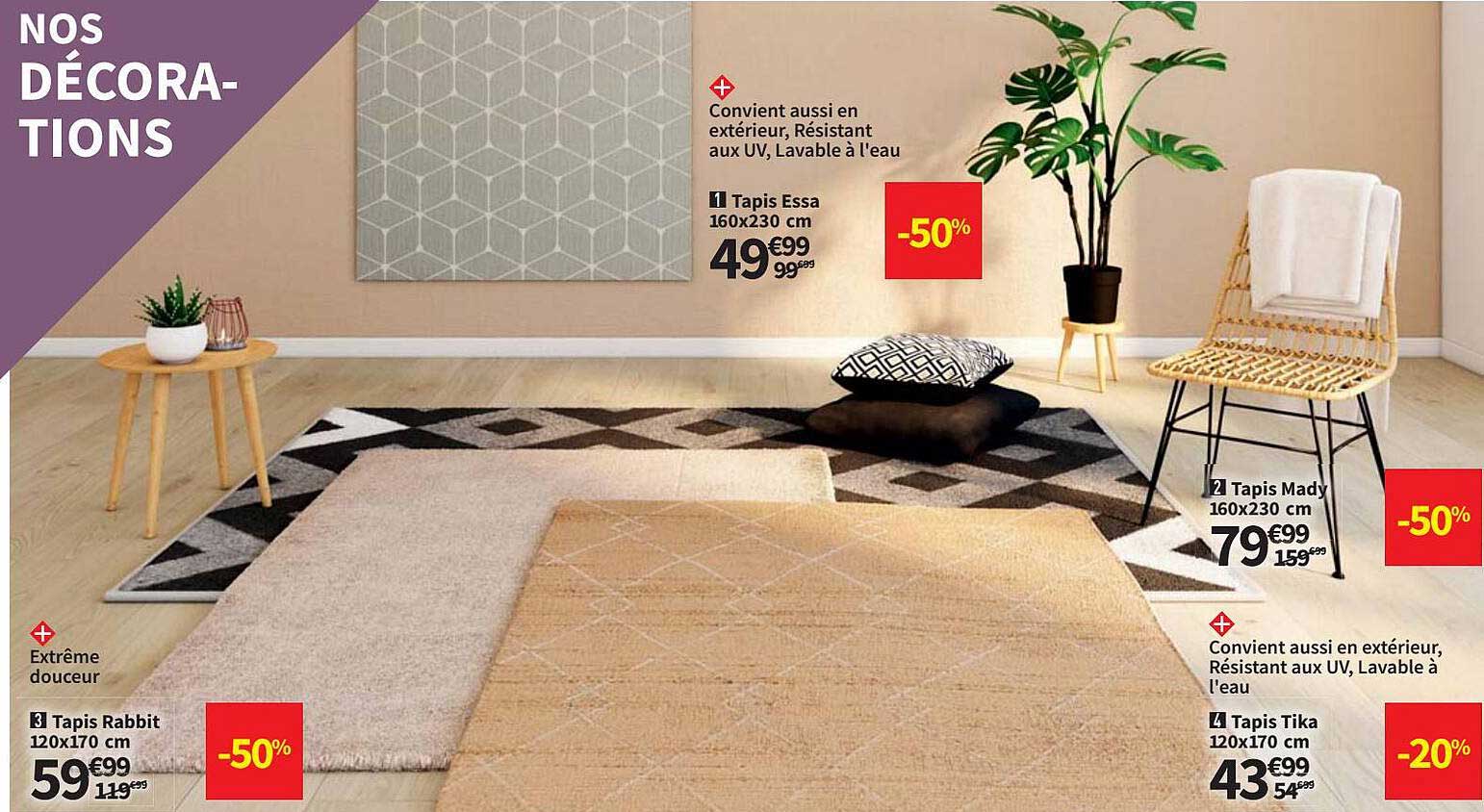 tapis essa 160 x 230 cm, tapis rabbit 120 x 170 cm, tapis tika 120 x 170 cm