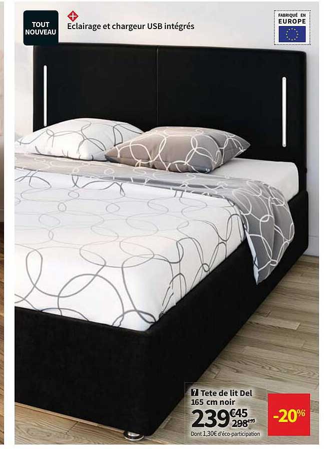 Tête De Lit Del 165 Cm Noir