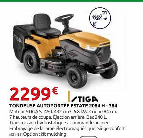 tondeuse autoportée estate 2084 h-384 tiga
