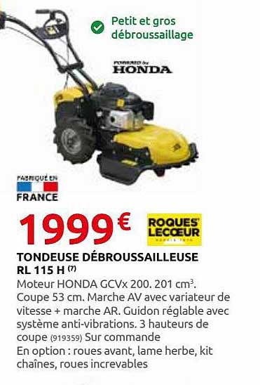 tondeuse débroussailleuse rl 115 h roques lecoeur