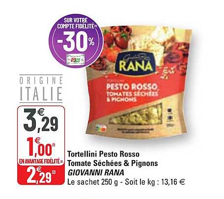 tortellini pesto rosso tomate séchées & pignons giovanni rana