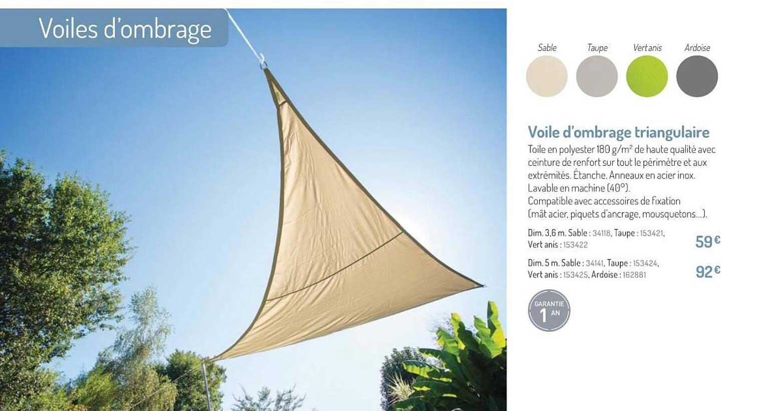voile d'ombrage triangulaire