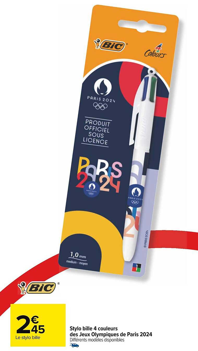 Stylo Bille 4 Couleurs Des Jeux Olympiques De Paris 2024
