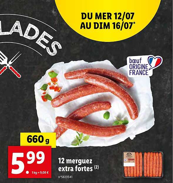 12 merguez extra fortes