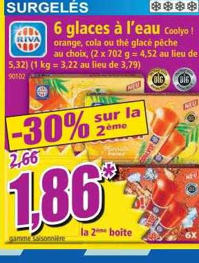 6 glaces à l'eau riva