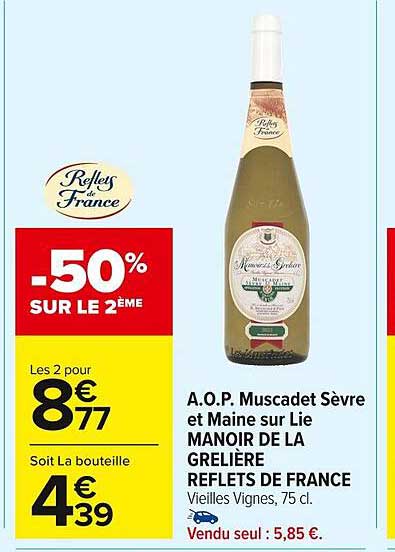 a.o.p. muscadet sèvre et maine sur lie manoir de la grelière reflets de france