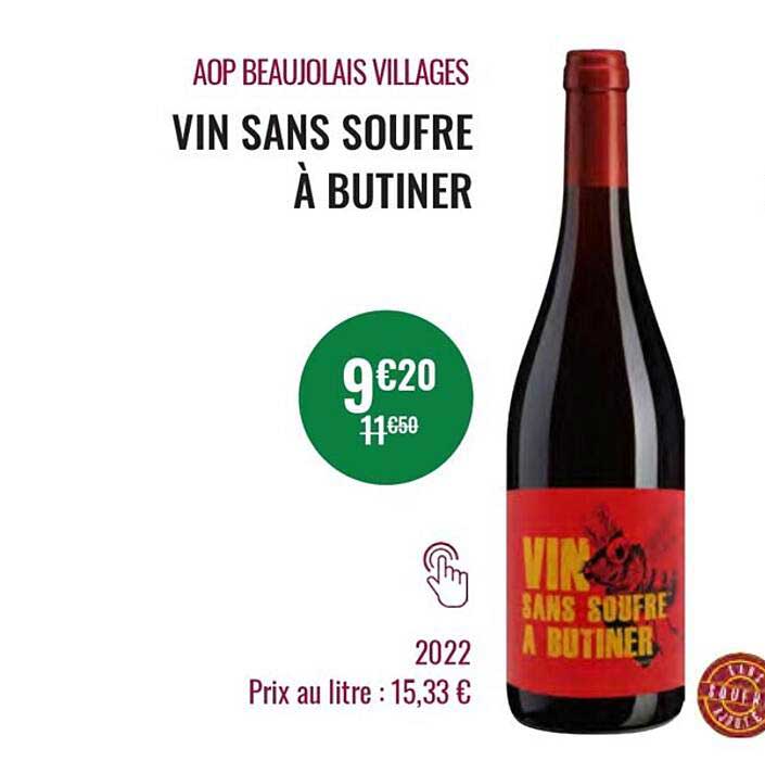 aop beaujolais villages vin sans soufre à butiner