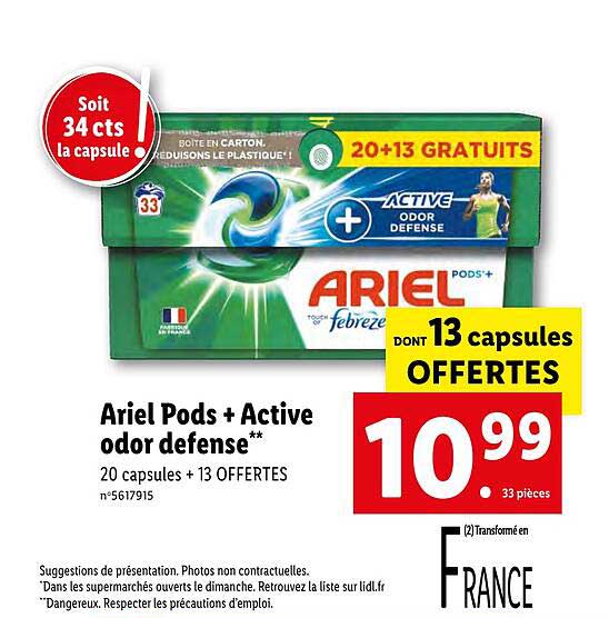 ariel pods + active odor defense